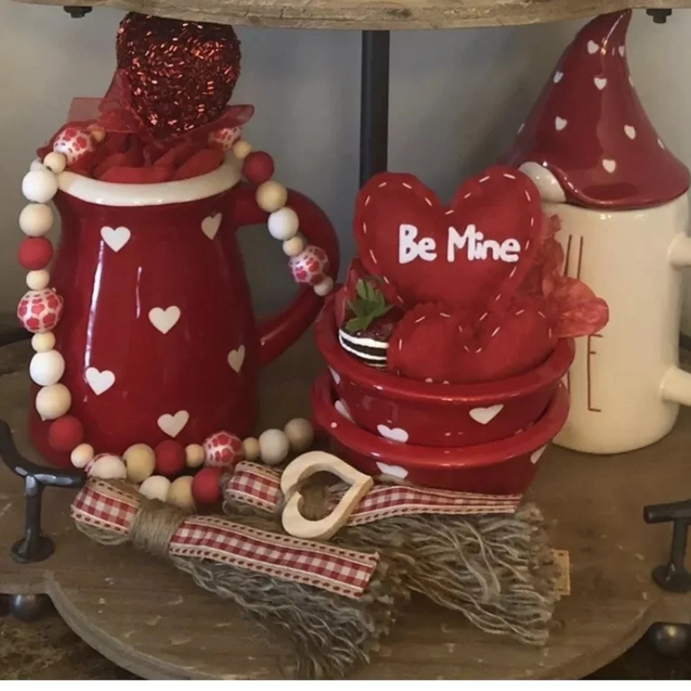 Valentine‘s Day Wood Bead Garland Farmhouse Tiered Tray Decoration‎ Beads